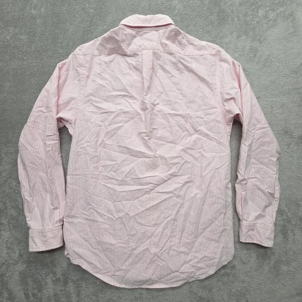 Ralph Lauren Shirt Mens M Pink Striped Button Down Classic Fit Long Sleeve